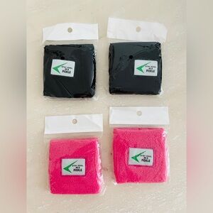 NEW Lot of 2 Pairs Sets His & Hers Pickleball Wrist Sweat Band Pink Black